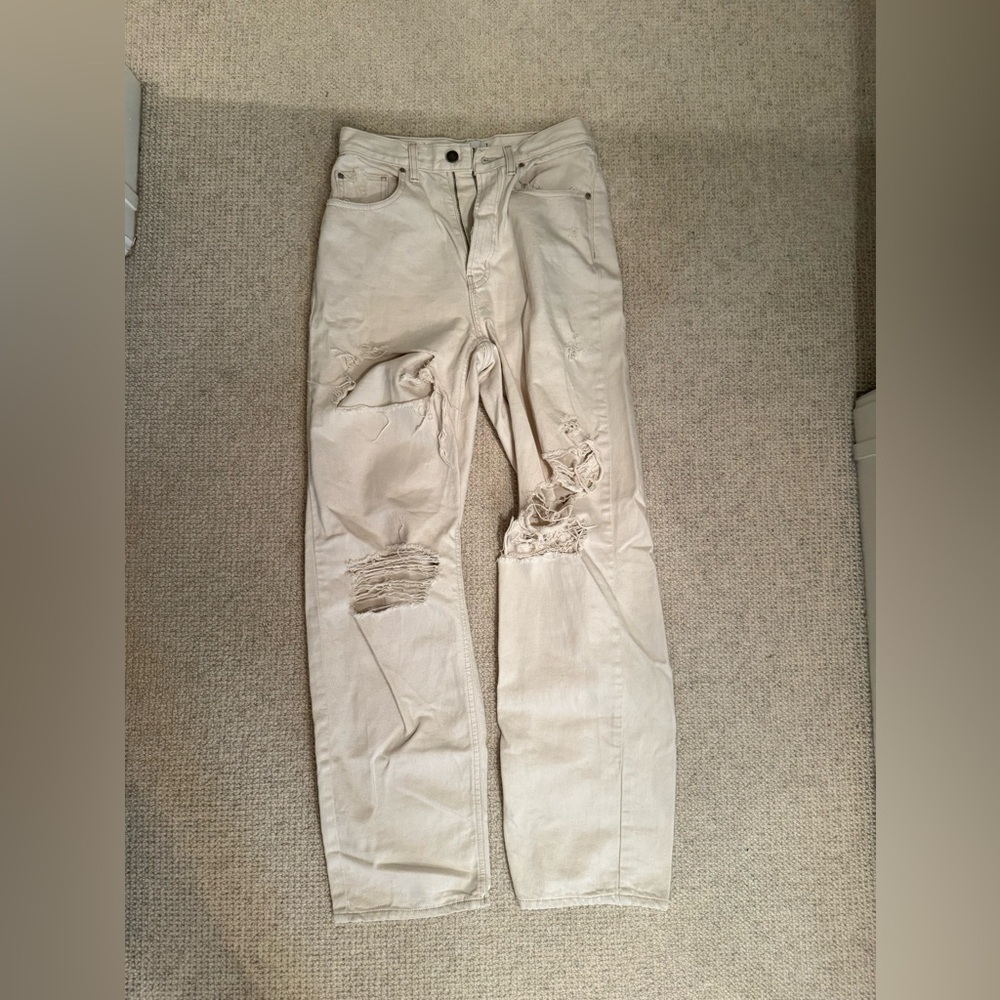 Urban Outfitters Distressed Cream Jeans